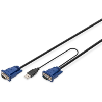 Digitus DIGITUS KVM-Kabel D-Sub15 -> 2xPS/2+USB+D-Sub15 St/St 5.00m (DS-19233)