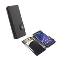 Krusell KRUSELL FlipWallet KALMAR tok álló, bőr hatású (FLIP, oldalra nyíló, bankkártya tartó) FEKETE [Sony Xperia Z3 (D6653)] (76028)