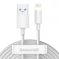 Baseus USB töltő- és adatkábel, Lightning, 150 cm, 2400 mA, gyorstöltés, Baseus Simple Wisdom, TZCALZJ-02, fehér, 2 db / csomag (RS112777)