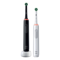 Oral-B Oral-B Pro 3 3900 Elektromos fogkefe Duopack - Fekete/Fehér (2 db) (4210201291343)