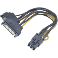 AKASA SATA / PCI-Express tápkábel [2x SATA 15pól. Csatlakozó - PCI-E dugó, 6 pólusú] 0,15 m Akasa 425830 (AK-CBPW13-15)