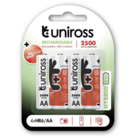 Uniross Uniross AA/ceruza 1,2V 2500mAh Ni-MH HYBRIO akkumulátor 4db/bliszter (UH4AA2500) (UH4AA2500)