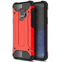 TokShop Samsung Galaxy Note 20 / 20 5G SM-N980 / N981, Műanyag hátlap védőtok, Defender, fémhatású, piros (95548)