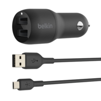 Belkin Belkin BOOST CHARGE 2xUSB-A autós töltő 24W + USB-A - Micro-USB kábel fekete (CCE002BT1MBK) (CCE002BT1MBK)