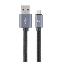 Gembird Gembird USB-A - Type-C harisnyázott kábel 1.8m fekete-szürke (CCB-mUSB2B-AMCM-6) (CCB-mUSB2B-AMCM-6)