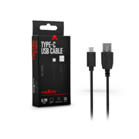 Maxlife Maxlife USB - USB Type-C adat- és töltőkábel 20 cm-es vezetékkel - Maxlife Type-C Power Bank USB Cable - 5V/2A - fekete (TF-0066)
