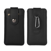 gigapack Tok álló, bőr hatású (univerzális, bankkártya tartó, övre fűzhető, karabíner, 6.7" méret, prémium) FEKETE [Huawei Mate 20X] (5996591087061)