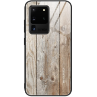 Wooze Apple iPhone XS Max, Szilikon védőkeret, edzett üveg hátlap, fa minta, Wooze Wood, világosbarna (91559)