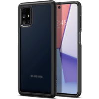 Spigen Samsung Galaxy M51 SM-M515F, Műanyag hátlap védőtok + szilikon keret, Spigen Ultra Hybrid, átlátszó/fekete (100112)