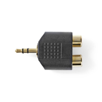 Nedis Nedis sztereó audio adapter, 3.5 mm Dugasz, RCA Aljzat x2, aranyozott, ABS, fekete, 10db (CAGP22940BKG) (CAGP22940BKG)