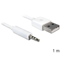 DeLock Delock USB-A apa -> sztereo jack 3.5 mm apa 4 pin IPod Shuffle kábel 1m fehér (83182) (d83182)
