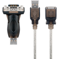 Goobay Goobay USB-A apa - RS232 apa Mini átalakító + USB-A apa - USB-A anya kábel 1.5m - Átlátszó (93128)