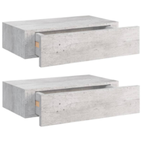 vidaXL 2 db betonszürke fiókos fali polc 40 x 23,5 x 10 cm (330252)
