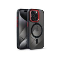 Haffner Apple iPhone 15 Pro szilikon hátlap - Edge Mag Cover - fekete/piros/átlátszó (PT-6836)
