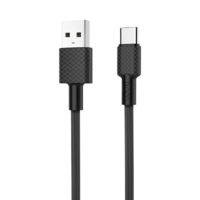Hoco USB töltő- és adatkábel, USB Type-C, 100 cm, 2000 mA, törésgátlóval, gyorstöltés, karbon minta, Hoco X29 Superior, fekete (RS92167)