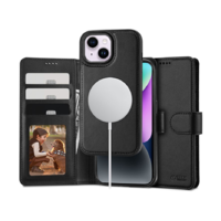 Tech-Protect Tech-Protect Wallet flipes bőrtok + Magsafe hátlap - Apple iPhone 15 Plus - fekete (TP603958)