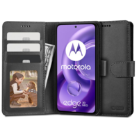 TokShop Motorola Edge 30 Neo, Oldalra nyíló tok, stand, mágnes csattal, TP Wallett, fekete (136775)