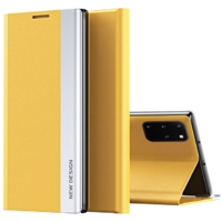 Wooze Xiaomi Poco M4 Pro 4G, Oldalra nyíló tok, stand, Wooze Silver Line, sárga (120177)
