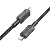 Hoco USB Type-C töltő- és adatkábel, USB Type-C, 100 cm, 3000 mA, 60W, törésgátlóval, gyorstöltés, PD, QC, cipőfűző minta, Hoco X94 Leader, fekete (RS142495)