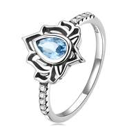 EdenBoutique Szeggyel kék Lotus 6 ezüst gyűrű