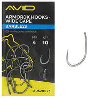 Avid Armorok Hooks Wide Gape Size 8 Barbless szakáll nélküli bojlis horog 10db (A0520024)
