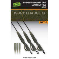  Fox EDGES™ Naturals Submerge Power Grip Lead Clip Leaders szerelék 40lb 3db szett (CAC851)