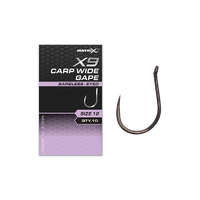 Fox Matrix X9 - Carp Wide Gape Barbless Eyed 16 Hooks szakáll nélküli horog 10db (GHK196)