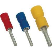 Tracon Electric Szigetelt csapos saru, ónozott elektrolitréz, piros 1,5mm2, (l1=12mm, d1=1,8mm), PVC
