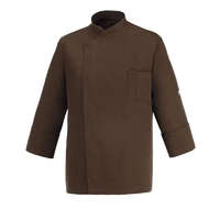 EGOCHEF Szakácskabát - csokoládébarna, hosszú ujjú, rejtett patentos, karcsúsított