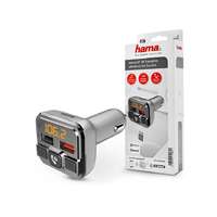  HAMA Bluetooth FM-transmitter/szivargyújtó töltő - USB +Type-C + MP3 + kártyaolvasó + PD + QC 3.0 - ezüst/fekete