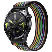 BSTRAP BStrap Velcro Nylon szíj Samsung Galaxy Watch 3 41mm, black rainbow