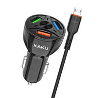 KAKU KAKU Car Charger autós töltő 3xUSB QC 4.8A 20W + Micro USB kábel, fekete