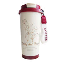 LIVEFY Livefy termikus bögre Lovely Flower 550ml, bézs/piros