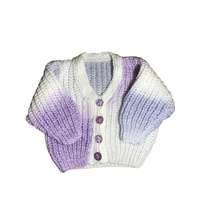  Kötött lila fehér pulóver 62-68cm