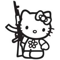 Hello Kitty AK47-essel matrica, fekete