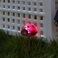 GLOBIZ LED-es szolár lámpa - katica - hidegfehér - piros - 75 x 60 x 156 mm