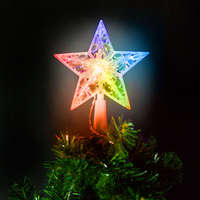  Karácsonyi LED-es csillag csúcsdísz - 10 LED - 15 cm - RGB - 2 x AA