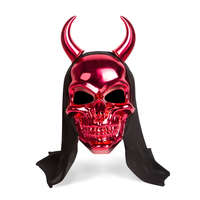 GLOBIZ Fényes koponya maszk - piros ördög - felnőtt méret - 16 x 30 cm