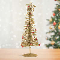 GLOBIZ Karácsonyi, glitteres, fém karácsonyfa - 28 cm - arany