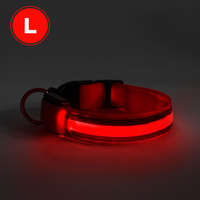 GLOBIZ LED-es nyakörv - akkumulátoros - L méret - piros