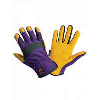 PARWELD Panther sofőrkesztyű, légátersztő elasztikus kézhát, borjúbőr, 10-es, sárga/lila/fekete (10db/cs)