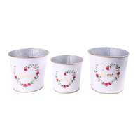 Bádog kaspó, rózsa mintás, 3 részes szett