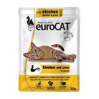 Euro cat pouch alutálcás macskaeledel,csirke és máj ízesítéssel 85g