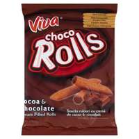 Glutént, szóját, tejet és tejszármazékot is tartalmaz! Nyomokban Viva Choco Rolls kakaós-csokoládés krémmel töltött extrudált gabonarudacska 100 g
