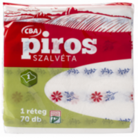MAGYAR PISZKE PAPÍR Kft. Piros Virágos Szalvéta 70 db, 1 rétegű