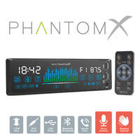 MNC Fejegység PhantomX" - 1 DIN - 4 x 50 W - gesztusvezérlés - BT - MP3 - AUX - USB"