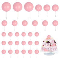 Gömb alakú púder rózsaszín tortadísz 20db/csomag