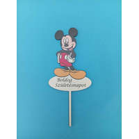 Fa Mickey egér tortabeszúró,tortadísz Boldog születésnapot felírattal 8,5 cm