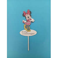 Fa Minnie egér tortabeszúró,tortadísz Boldog születésnapot felírattal 9 cm