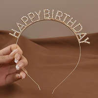 Party kellék.Happy Birthday rose gold színű strassz köves fejpánt,hajpánt